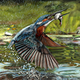 Птица с рыбой