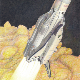 Взлёт "Энергии-Бурана". Иллюстрация на обложку.