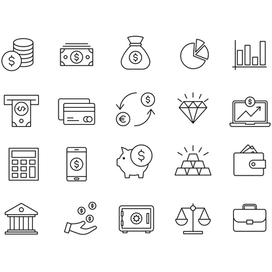 Набор иконок на тему денег