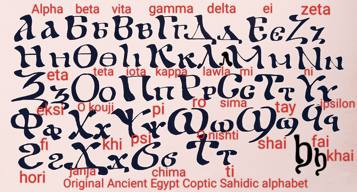 Ansient Egypt Taurica "Antique BηBυλωVα" Greek-Slavs Coptic Sahidic alphabet. 