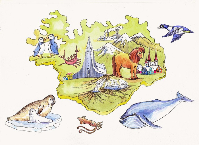  Исландия- иллюстрация для детского атласа