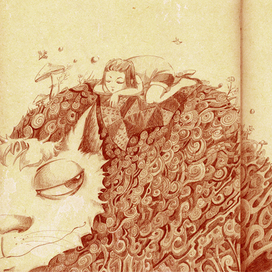 Девочка на спине у кота