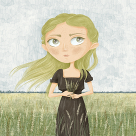 Стилизованный портрет девушки в поле