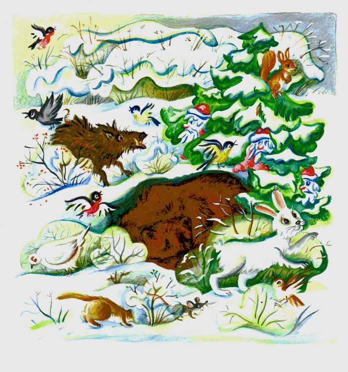 ...а у нас опять зима (Ушинский кн. иллюстрация)