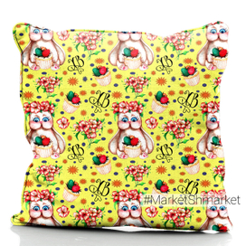 Пасхальный заяц-пухляш на желтом фоне