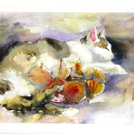 Кошка с котятами