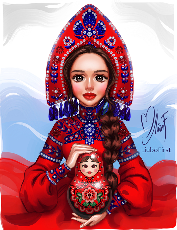 Русская красавица в кокошнике 2