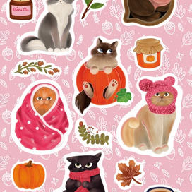 Стикерпак cat & autumn