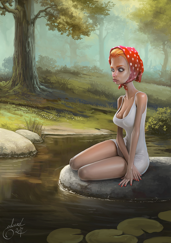 Алёнушка у пруда