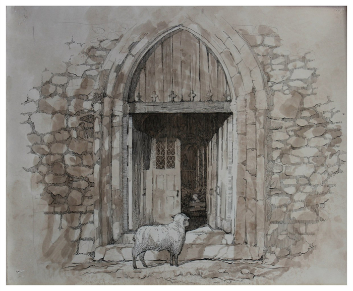 У дверей церкви