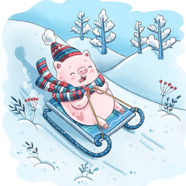 Поросенок на санках