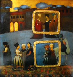 Walking in blou street