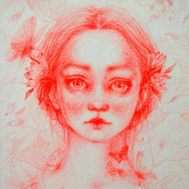 Девочка с цветами в волосах 