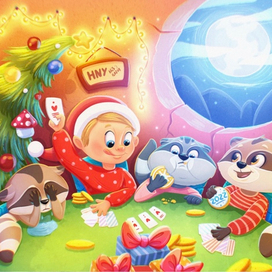 партия в покер с енотами