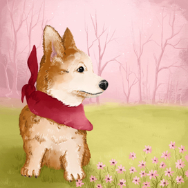 Корги с шарфиком 