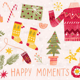 Открытка "Happy moments" для кофейни "The moments"