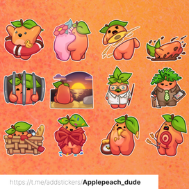 Набор стикеров "Персик"