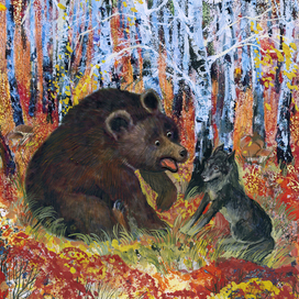 Иллюстрация к сказке "Кот и лиса"