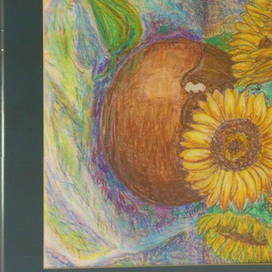 Букет. Масляная пастель 100 х 70