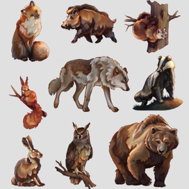 Collection woodland animals, storytelling, storybook 