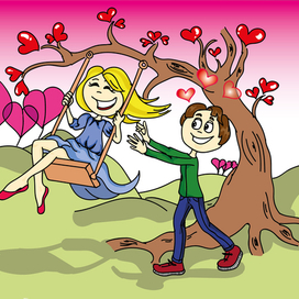 влюбленные на качелях