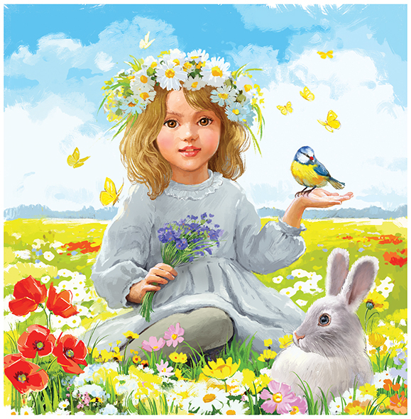 Девочка и синичка