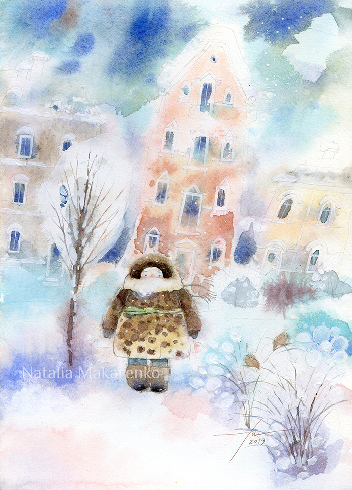 Детство, зимний день.