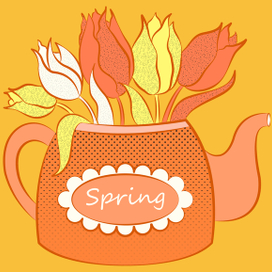 Tea with tulips.