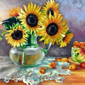 Натюрморт с подсолнухами