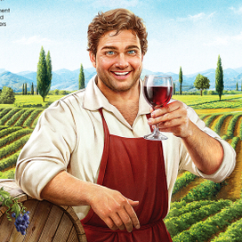 Персонаж на этикетку вина.