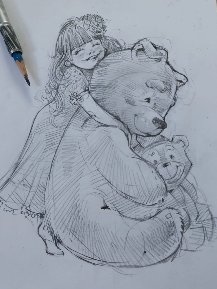 Скетч "Девочка с игрушкой"