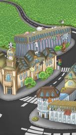 Улица города для игры "Помидорка и машина времени"