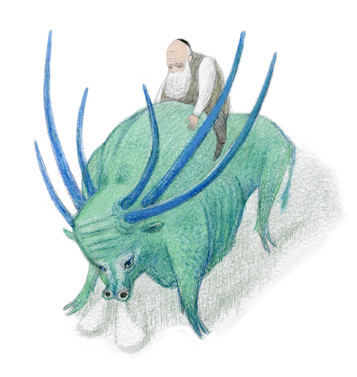 Иллюстрация к книге Исаака Башевиса-Зингера "Старейшины Хелма и ключ Генендл" 