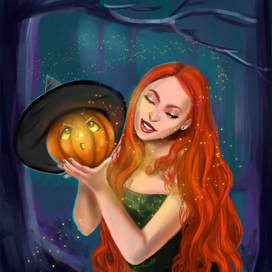 Ведьмочка на хеллоуин. 