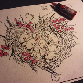 гнездо с какими-то зайцами