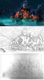 Дом тыква ночью