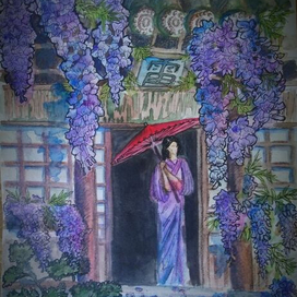 Прекрасная Глициния в кимоно