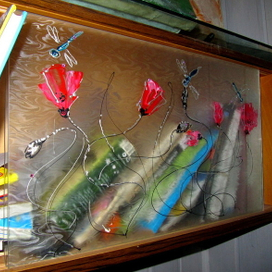 Роспись по стеклу "Маки"