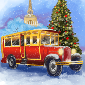 Автобус Новый год
