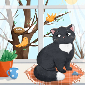 Кошка. Работа для детских развивающих карточек