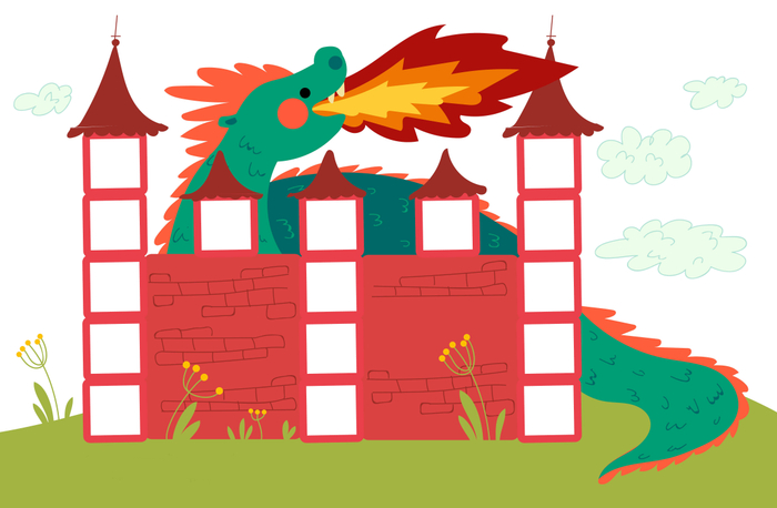 Наклейки "Квадратики", дракон