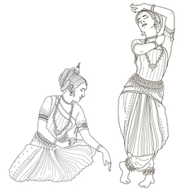 иллюстрация к  порталу на тему "классические танцы индии. стиль одисси"