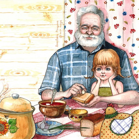 Дедушка с внучкой