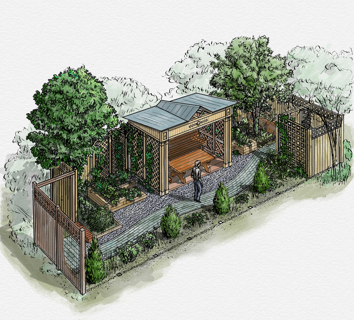 Участок с летним павильоном