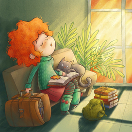 Рыжуня ждёт поезд.