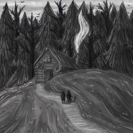 Гарри и Рон идут к хижине Хагрида.