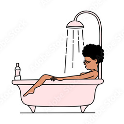 Африканская девушка принимает ванну. 