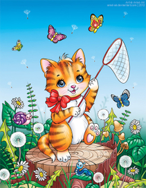 Книжка с наклейками №4 Котик