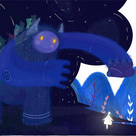 Иллюстрация Алеутской сказки " женщина-леса и великан"