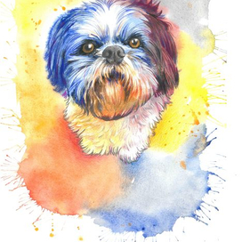 Собачка акварелью